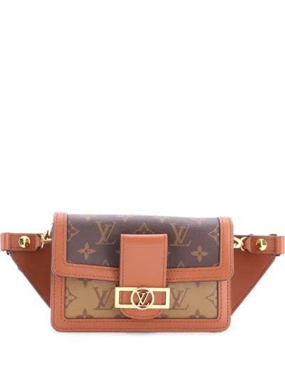 Pre-owned Louis Vuitton Dauphine Bumbag Reverse Monogram Canvas Belt Bag In Brown