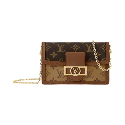 Pre-owned Louis Vuitton Dauphine Chain Wallet 'brown Monogram Reverse Canvas' | Women's Size Onesize