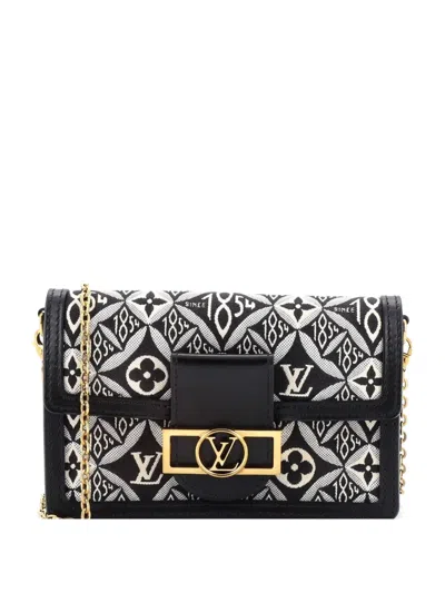 Pre-owned Louis Vuitton Dauphine Chain Wallet Limited Edition Since 1854 Monogram Jacquard Clutch Bag In Black