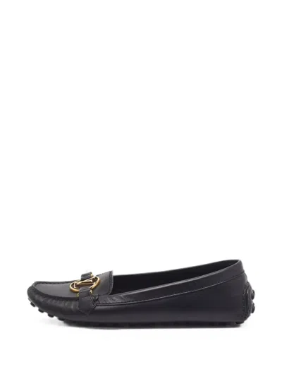 Pre-owned Louis Vuitton Dauphine Leather Loafers In Black