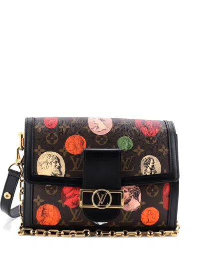 Pre-owned Louis Vuitton Dauphine Limited Edition Fornasetti Cameo Monogram Canvas Mm Shoulder Bag In Black