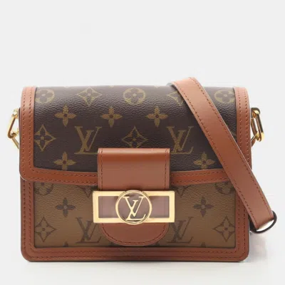 Pre-owned Louis Vuitton Dauphine Mini Shoulder Bag Coated Canvas And Leather Monogram Reverse Brown Beige