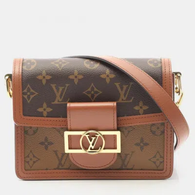 Pre-owned Louis Vuitton Dauphine Mini Shoulder Bag Coated Canvas And Leather Monogram Reverse Brown Beige In Sand