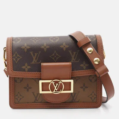 Pre-owned Louis Vuitton Dauphine Mini Shoulder Bag Coated Canvas Leather Monogram Reverse Brown Beige