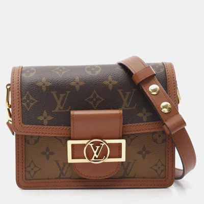 Pre-owned Louis Vuitton Dauphine Mini Shoulder Bag Monogram Reverse Brown Beige