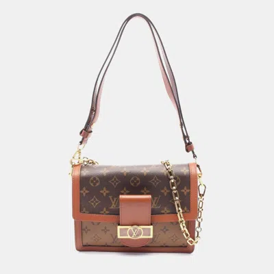 Pre-owned Louis Vuitton Dauphine Monogram Reverse Shoulder Bag Coated Canvas Leather Brown