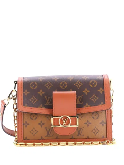 Pre-owned Louis Vuitton Dauphine Reverse Monogram Canvas Mm Shoulder Bag In Brown