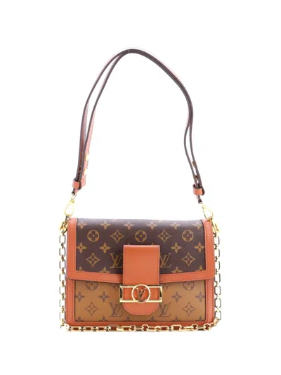Pre-owned Louis Vuitton Dauphine Reverse Monogram Canvas Mm Shoulder Bag In Brown