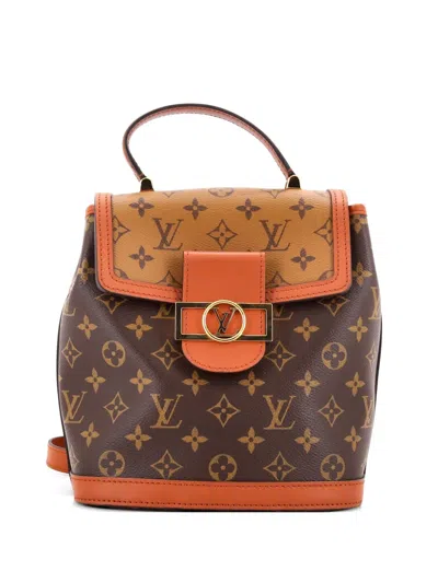 Pre-owned Louis Vuitton Dauphine Reverse Monogram Canvas Pm Backpack In Brown