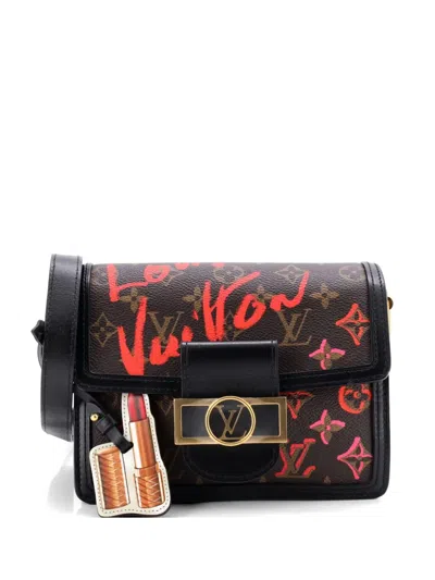 Pre-owned Louis Vuitton Dauphine Shoulder Bag Limited Edition Fall In Love Monogram Canvas Mini Crossbody Bag In Black