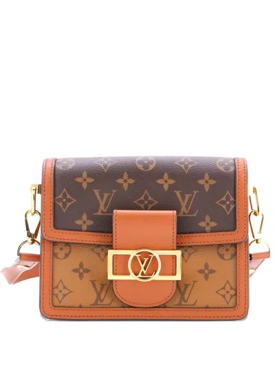 Pre-owned Louis Vuitton Dauphine Shoulder Bag Reverse Monogram Canvas Mini Crossbody Bag In Brown