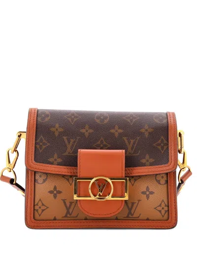 Pre-owned Louis Vuitton Dauphine Shoulder Bag Reverse Monogram Canvas Mini Crossbody Bag In Brown