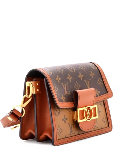 Pre-owned Louis Vuitton Dauphine Shoulder Bag Reverse Monogram Canvas Mini Crossbody Bag In Brown