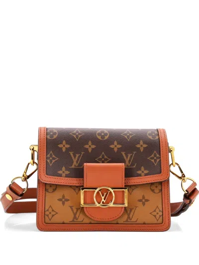 Pre-owned Louis Vuitton Dauphine Shoulder Bag Reverse Monogram Canvas Mini Crossbody Bag In Brown