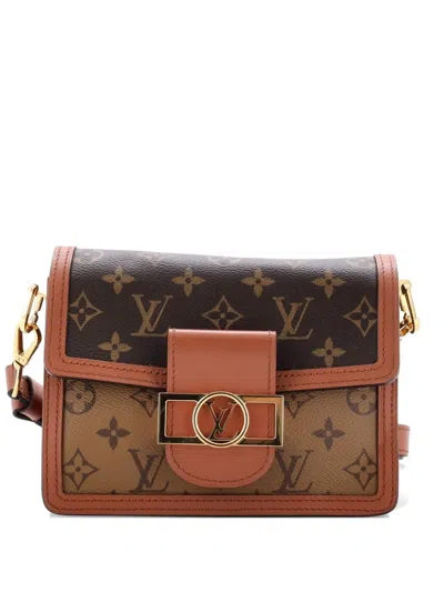 Pre-owned Louis Vuitton Dauphine Shoulder Bag Reverse Monogram Canvas Mini Crossbody Bag In Brown