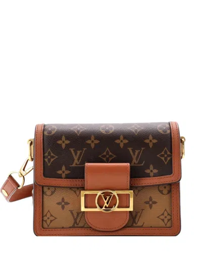 Pre-owned Louis Vuitton Dauphine Shoulder Bag Reverse Monogram Canvas Mini Crossbody Bag In Brown