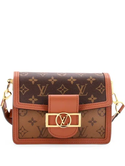 Pre-owned Louis Vuitton Dauphine Shoulder Bag Reverse Monogram Canvas Mini Crossbody Bag In Brown