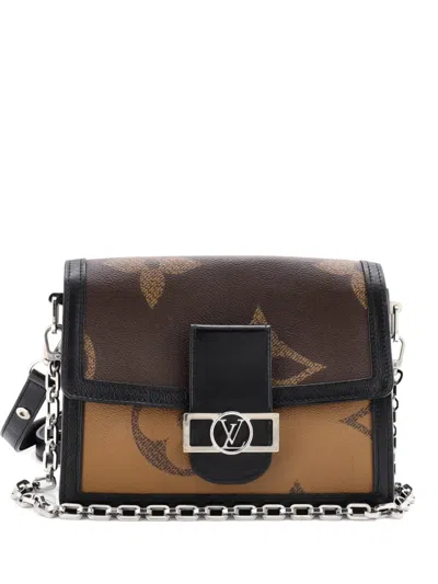 Pre-owned Louis Vuitton Dauphine Shoulder Bag Reverse Monogram Giant Mm Crossbody Bag In Black