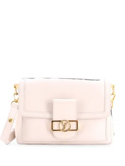 Pre-owned Louis Vuitton Dauphine Soft Calfskin Gm Shoulder Bag In White
