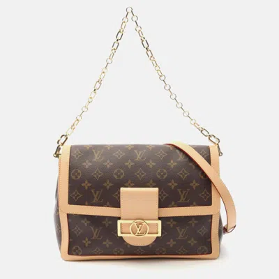 Pre-owned Louis Vuitton Dauphine Soft Gm Brown Monogram Chain Shoulder Bag