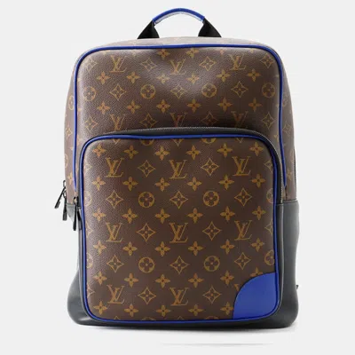 Pre-owned Louis Vuitton Dean Backpack Brown/blue Monogram Macassar Canvas