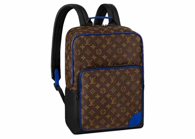 Pre-owned Louis Vuitton Dean Backpack Monogram Macassar In Blue