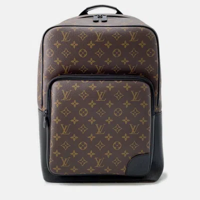 Pre-owned Louis Vuitton Dean Brown/noir Monogram Macassar Canvas Backpack In Black
