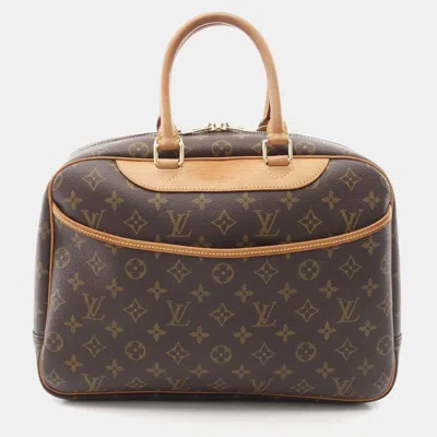 Pre-owned Louis Vuitton Deauville Bowling Travel Handbag Monogram Canvas In Brown