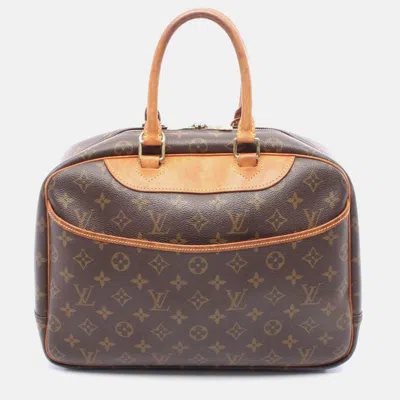 Pre-owned Louis Vuitton Deauville Bowling Vanity Handbag Monogram Canvas Brown