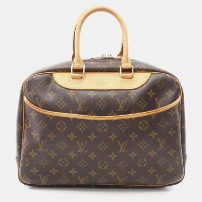Pre-owned Louis Vuitton Deauville Travel Bowling Handbag Monogram Canvas In Brown