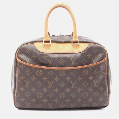 Pre-owned Louis Vuitton Deauville Travel Hand Bag Monogram Canvas In Brown