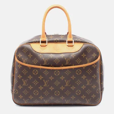 Pre-owned Louis Vuitton Deauville Travel Handbag Monogram Canvas In Brown
