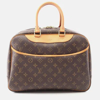 Pre-owned Louis Vuitton Deauville Travel Handbag Monogram Canvas In Brown