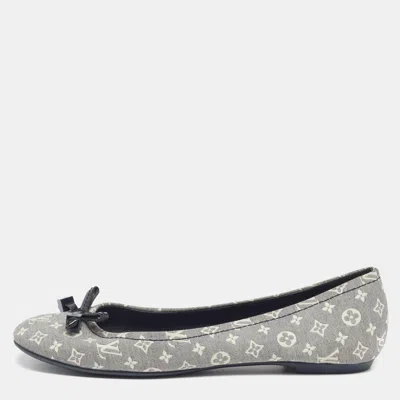 Pre-owned Louis Vuitton Debbie Size 36 Two Tone Monogram Mini Lin Denim Ballet Flats In Gray