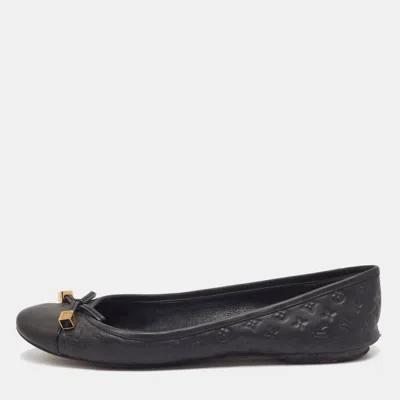 Pre-owned Louis Vuitton Debbie Size 37.5 Black Leather Ballet Flats