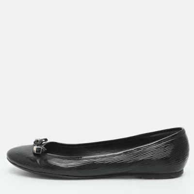 Pre-owned Louis Vuitton Debbie Size 40 Black Electric Epi Leather Flats