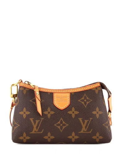 Pre-owned Louis Vuitton Delightful Pochette Monogram Canvas Mini Clutch Bag In Brown