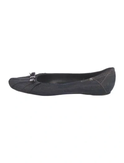 Pre-owned Louis Vuitton Denim Bow Accents Flats In Blue