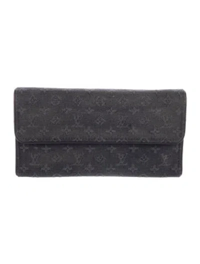 Pre-owned Louis Vuitton Denim Continental Wallet In Black/grey