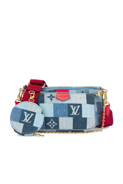Pre-owned Louis Vuitton Denim Damier Pochette Accessoires Shoulder Bag In Blue