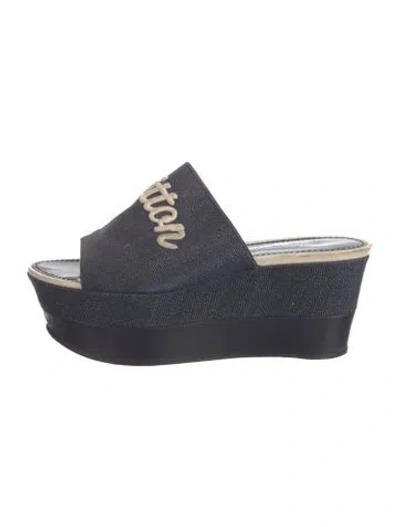 Pre-owned Louis Vuitton Denim Graphic Print Slides In Blue