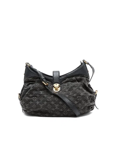 Pre-owned Louis Vuitton Denim Mahina Hobo Bag In Black