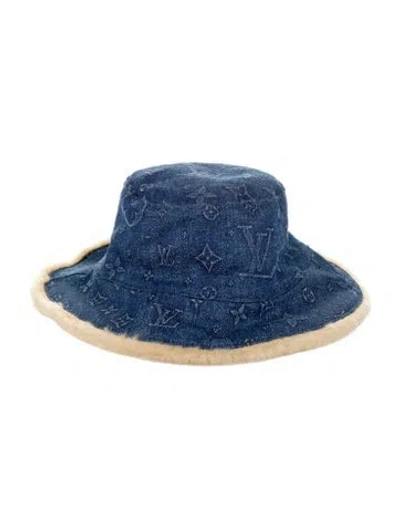 Pre-owned Louis Vuitton Denim Monogram Constellation Bucket Hat In Blue