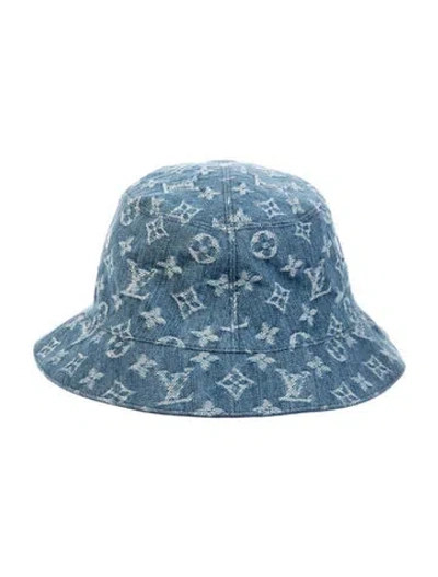 Pre-owned Louis Vuitton Denim Monogram Essential Reversible Bucket Hat In Blue