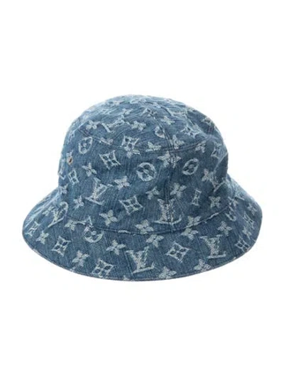 Pre-owned Louis Vuitton Denim Monogram Essential Reversible Bucket Hat In Blue
