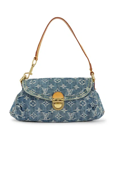 Pre-owned Louis Vuitton Denim Monogram Mini Pleaty Shoulder Bag In Blue