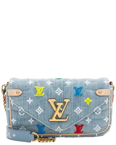 Pre-owned Louis Vuitton Denim New Wave Chain Pochette (authentic Pre-loved)
