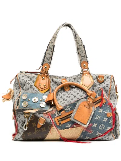 Pre-owned Louis Vuitton Denim Patchwork Cabby Bag In Blue