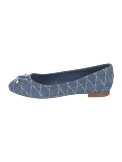 Pre-owned Louis Vuitton Denim Plaid Print Ballet Flats In Blue