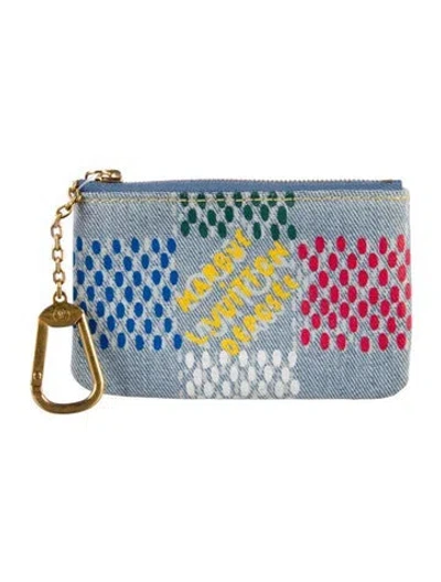 Pre-owned Louis Vuitton Denim Pouch In Blue